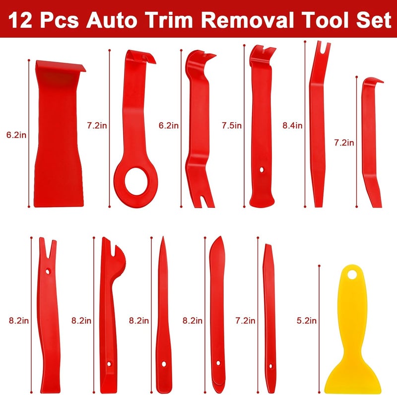 Keze 24Pcs Trim Removal Tool Set with Pick & Clip Removal Tool, Sticker Scraper, Automotive Plastic Pry Tool, Car Panel Door, Stereo, Fastener Remover Kit, for Auto Interior, Molding, Dash(Red) - Image 2